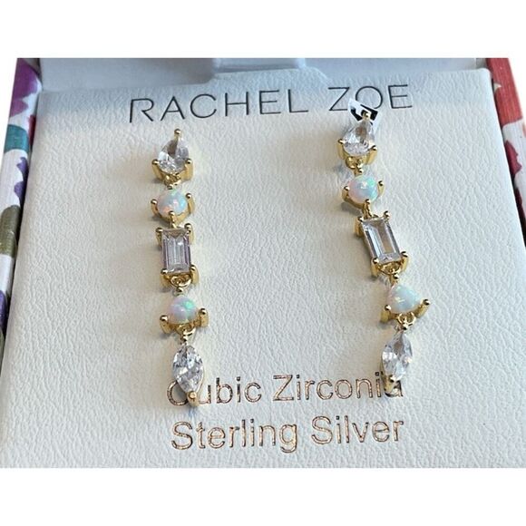 Rachel Zoe Cubic Zirconia Sterling Silver Earrings NWOT - Picture 1 of 4